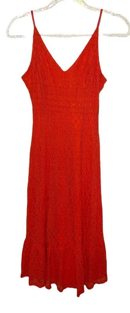 Lulus Happy Glow Lucky Orange Lace Midi Dress - Image 2