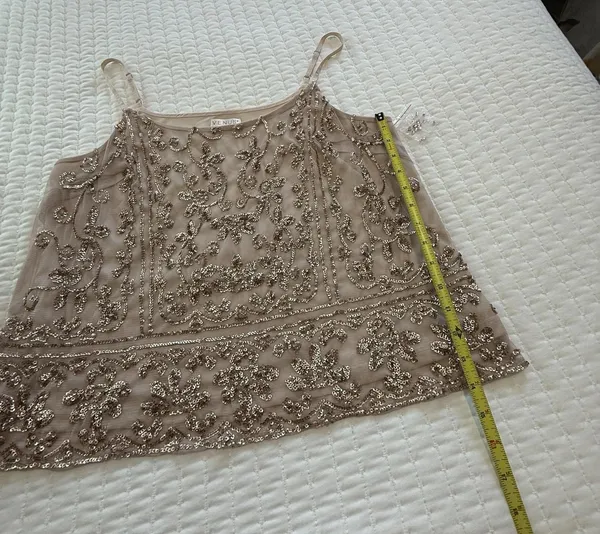 Venus Nude Beige Sequined Party Cami Top Shirt Sleeveless NWOT Sz L Large - Image 4