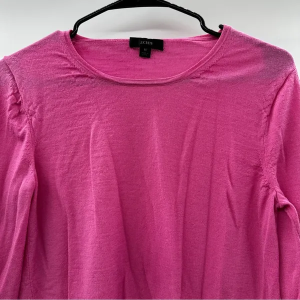 J. Crew Pink 100% Merino Wool Long Sleeve Pullover‎ Sweater Size M - Image 2