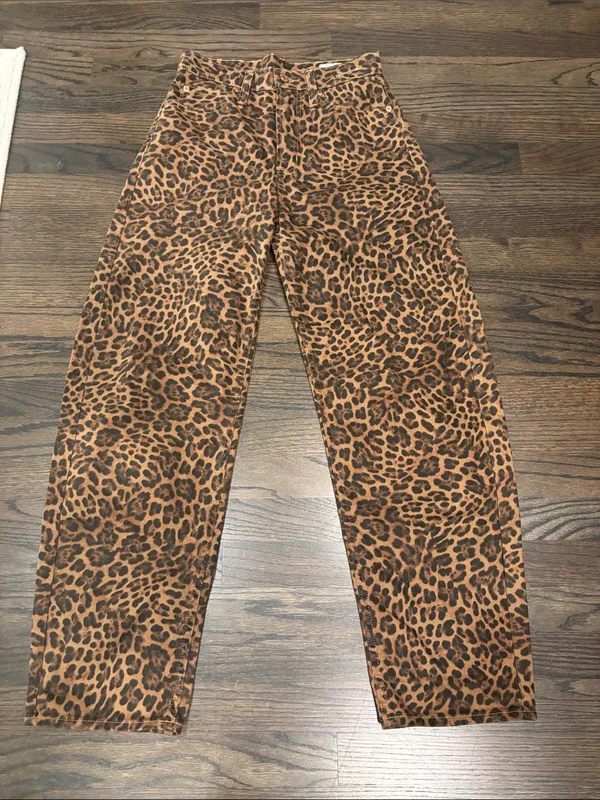 GAP Leopard Brown High Rise Barrel Jeans - Image 7