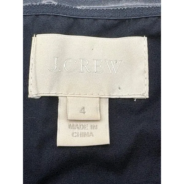 J.Crew Arabelle Strapless‎ Silk Chiffon Dress Navy Blue Size 4 Ruched Cocktail - Image 6