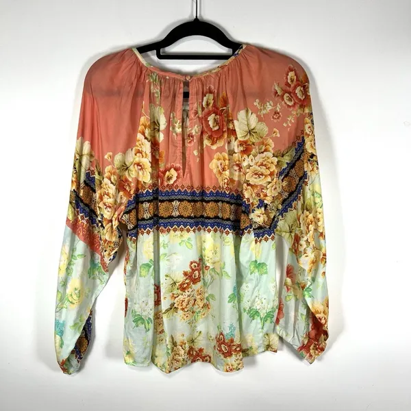 Tolani Tunic Top Size XS Floral 100% Modal Colorful Long‎ Sleeve Boho Peasant - Image 6
