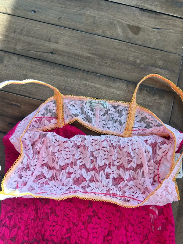 NWT Free People All Day Lace Cami Piping Hot Pink XS - Image 6