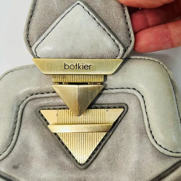 Botkier Grey Leather Looped Small Wristlet Bag RARE Origami Style - Image 5