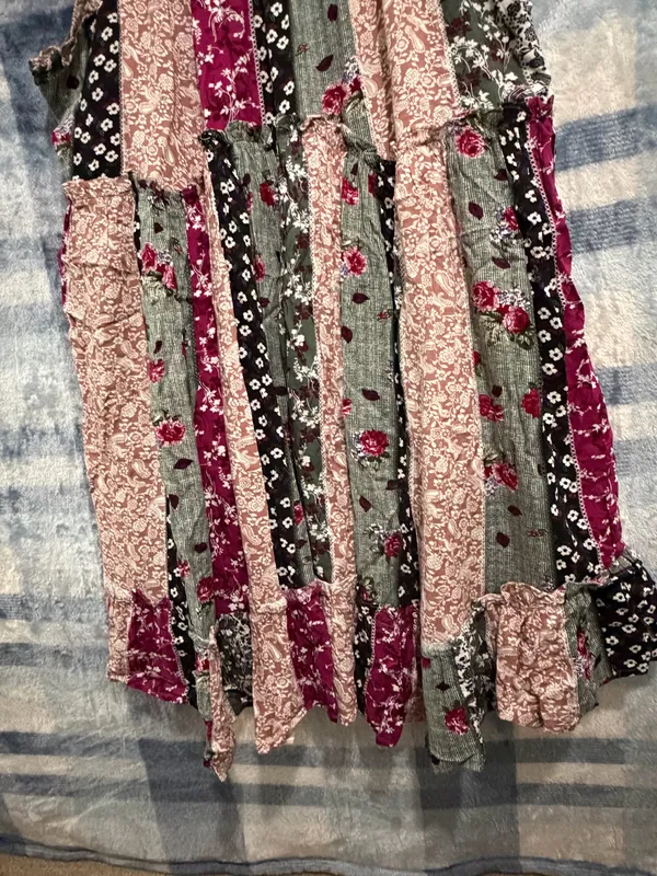 Loveriche Floral Patchwork Tiered Slip Dress 1X Multiple - Image 2