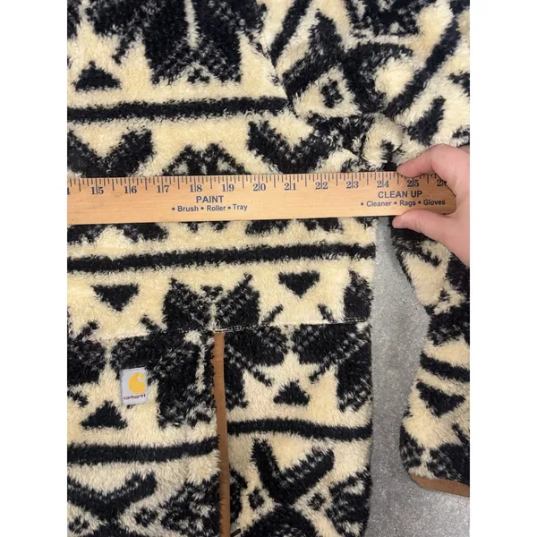 Carhartt‎ Women's Loose Fit Fleece Pullover Oat Milk/Black Fairisle Size L - Image 7