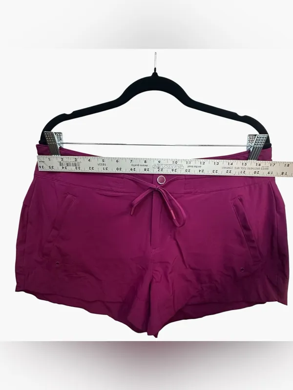 Athleta Hudson Board Shorts Women Size 10 Magenta Berry Stretch Drawstring - Image 5