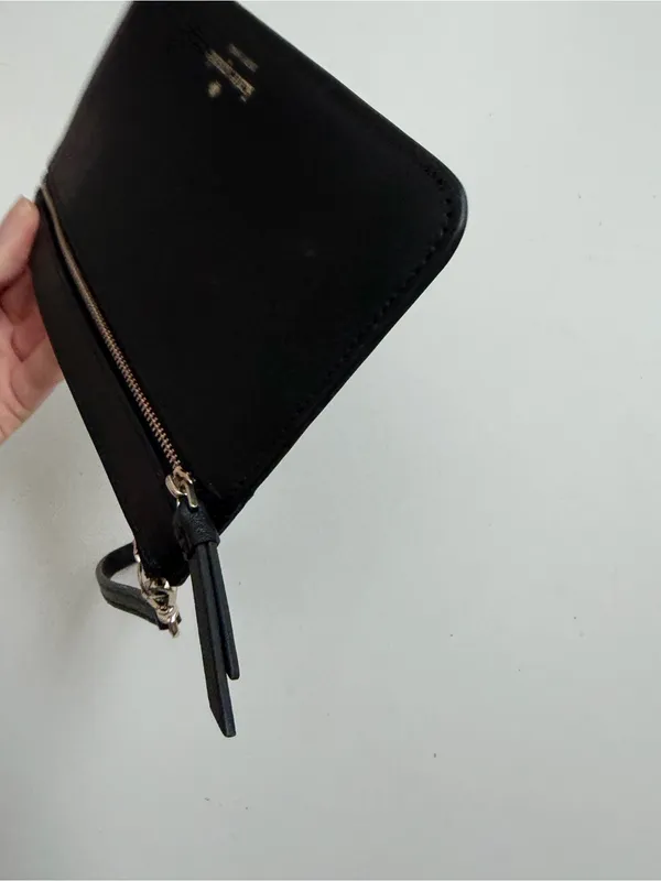 Kate Spade Patrice Wristlet Leather Double Zip Pockets Credit Card Slots Black - Image 7
