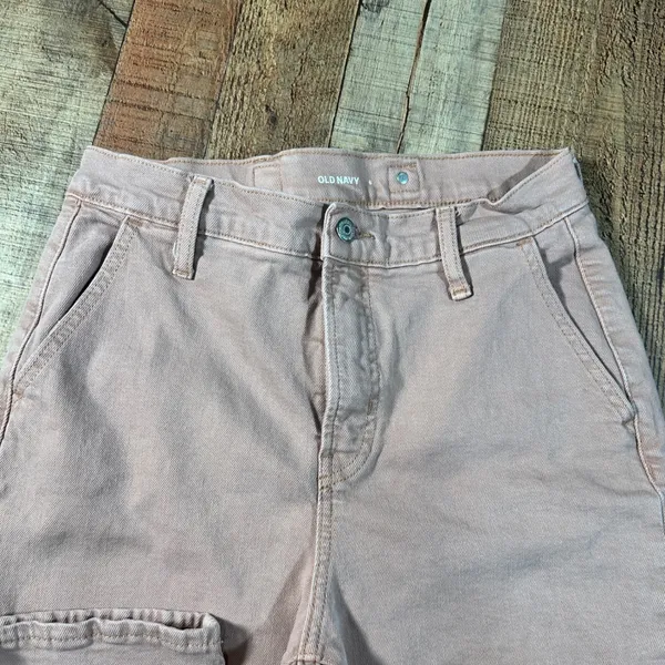 Old Navy Mauve Pink Sky-Hi Straight Extra High Rise Carpenter Pants Womens 6 - Image 3