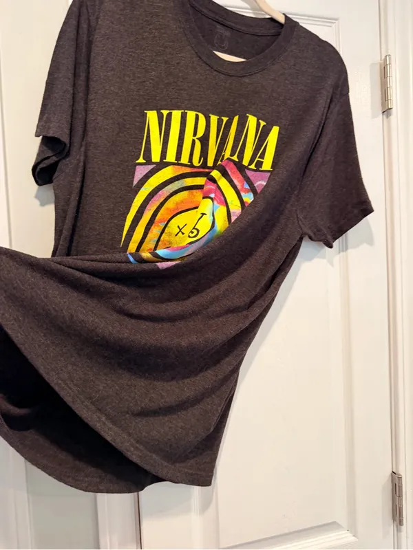 Nirvana Size 2XL Black Smiley Face Tie Dye Graphic Band T-Shirt Short Sleeve - Image 3