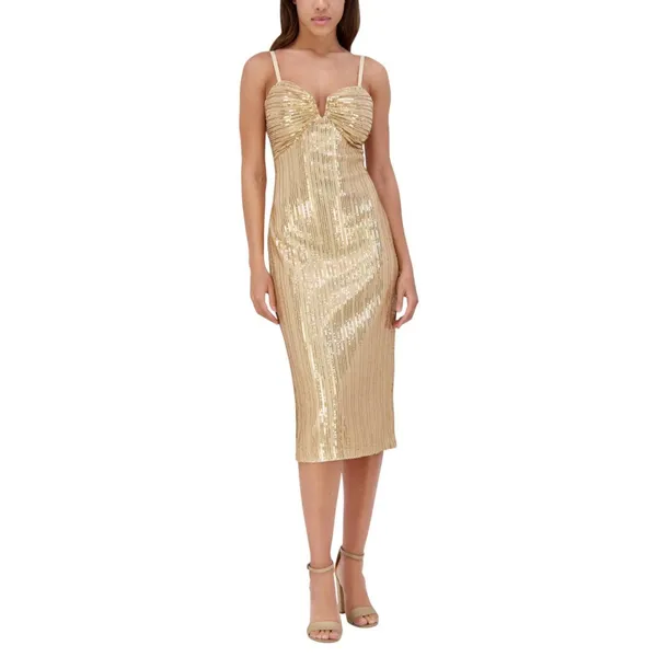 Siena Womens Sequined Midi Dress SATP1740 Gold Yellow 6 - Image 6