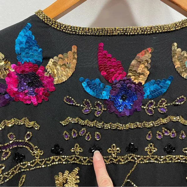 Stunning Drapers & damon’s silk beaded sequin cardigan vintage heavy - Image 7