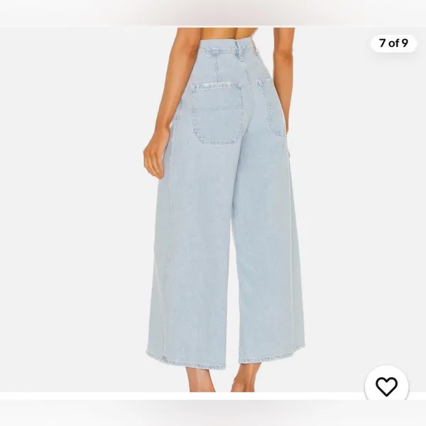 Free people We The Free Ultra Wide Leg Jeans cropped high waisted 28 light wash - Image 2