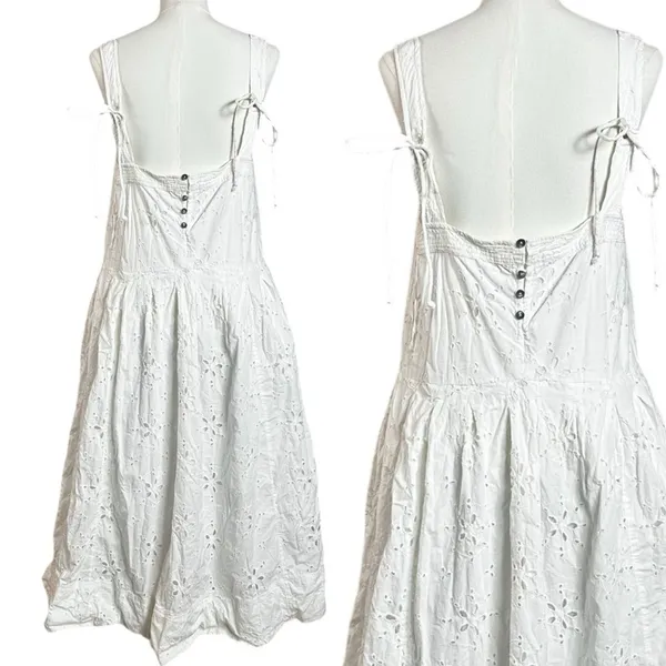 Free People Ethereal Cottage Primavera Lace Eyelet Midi Dress White Size Small - Image 10