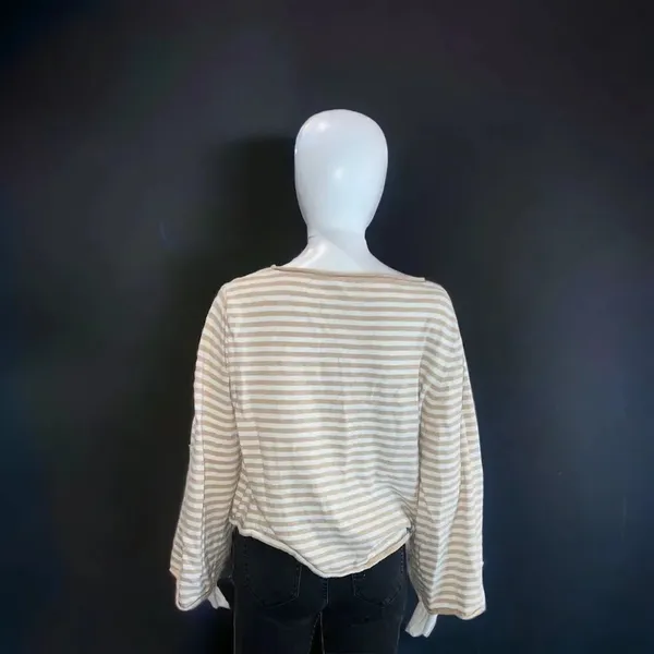 J. Crew Striped,‎ Tie Front, Boatneck Sweater / Shirt - Image 4