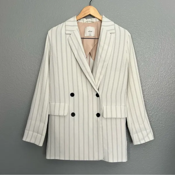 Aritzia Wilfred White Striped Cherrelle Blazer - Image 2