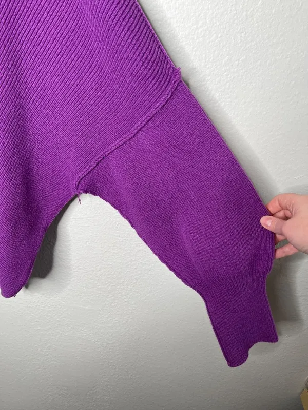 Free People Purple Easy Street Tunic Ribbed Chunky Knit Sweater Small - Image 5