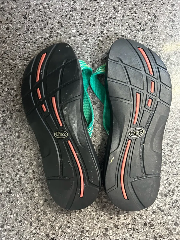 Chaco Black Sandals with Green Patterned Straps - Image 4