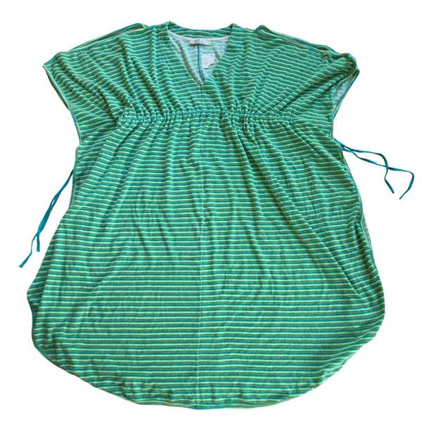 Free People NWT FP Beach Striped Terry Kaftan Maxi Dress Blue Combo Green M/L - Image 2
