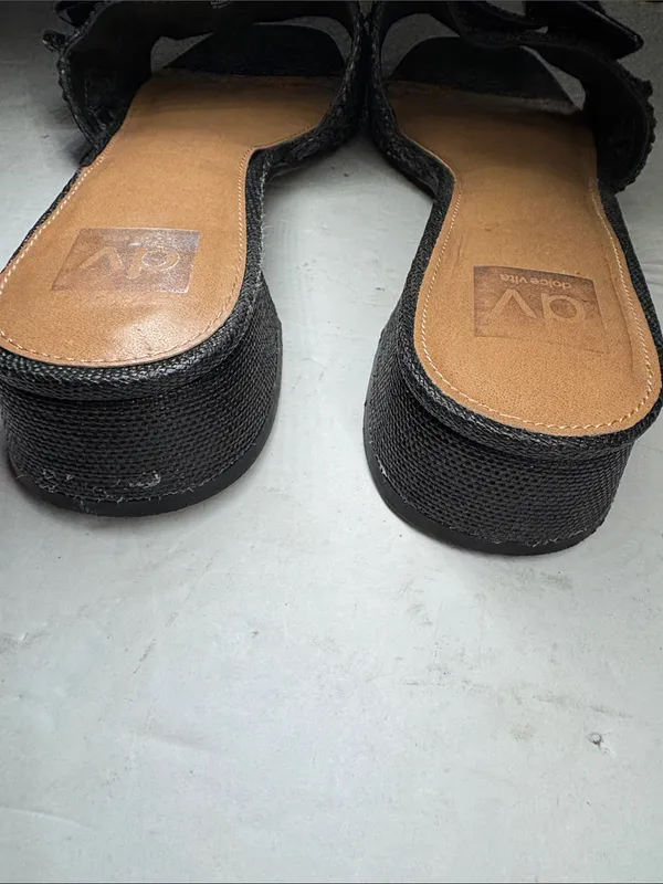 DV by Dolce Norrah Vita Black Woven Buckle Slide Mules 11 summer raffia neutral - Image 5