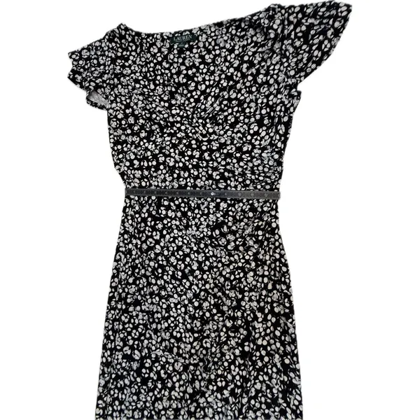 Lauren Ralph Lauren Faux Wrap Dress V-Neck Flutter Sleeve Side Ruching 8 - Image 11