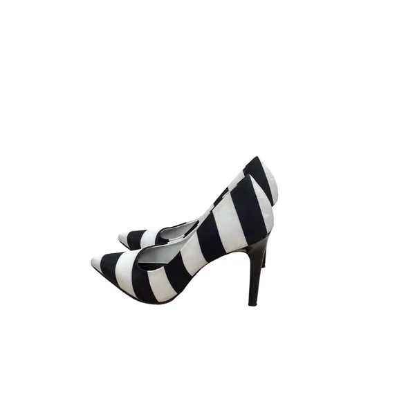 Christian Siriano Black and White Striped Stiletto Pumps, Size 7 SKU 680 - Image 2