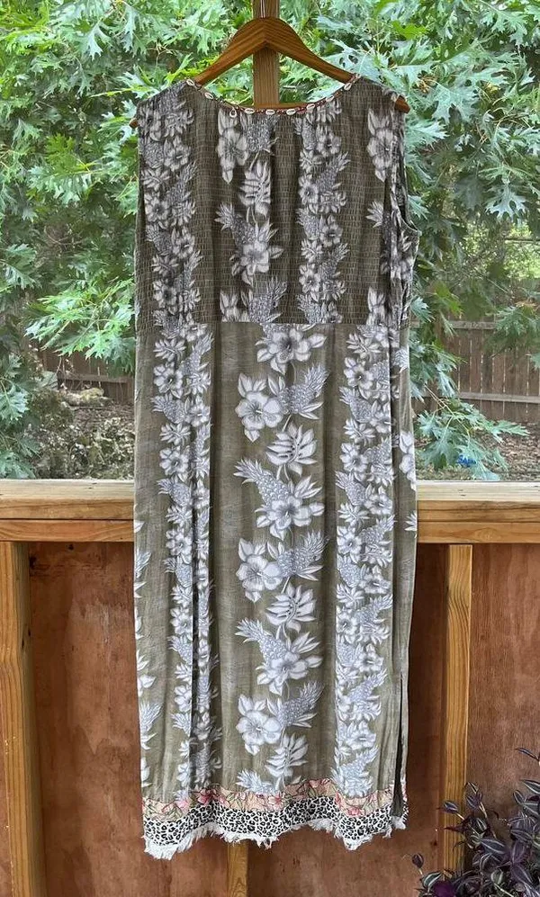 Faith Vintage Sage Green Embellished Boho Maxi Dress Size M - Image 2