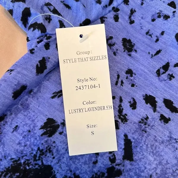 NWT Thomas & Olivia szS Lustry lavender SS leopard print studded rouched Tshirt - Image 9