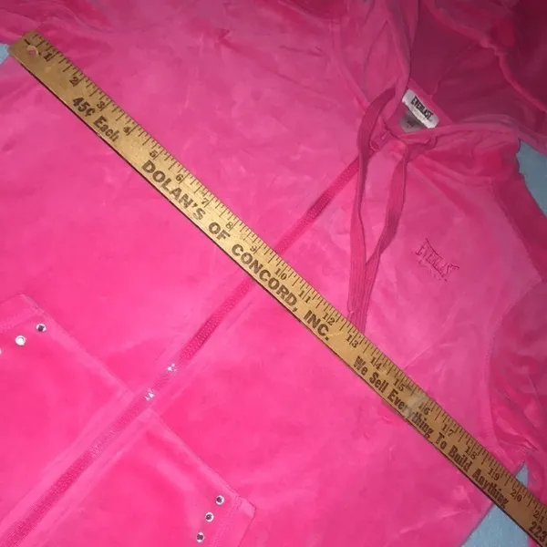 EVERLAST SPORT hot pink velour zip up hoodie bling trim at pockets NEW size L - Image 8