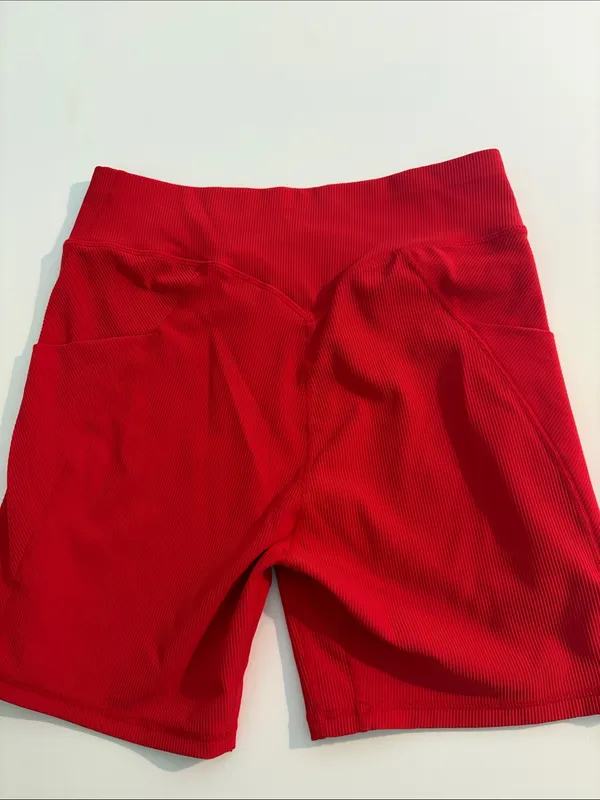Women’s Active biker Shorts High-Waist Red v waist XL new - Image 2