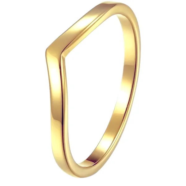 14k‎ Gold Filled S925 V Shaped Curve Band Ring, Size 6 - Image 11