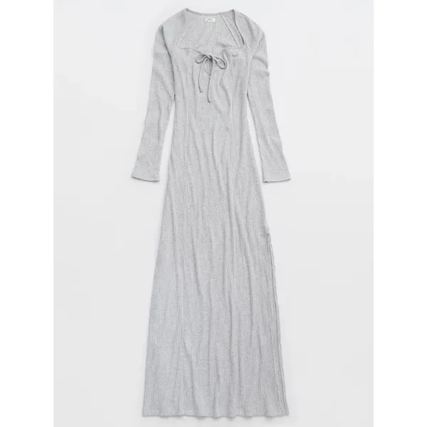 Aerie Gray Ribbed Knit Maxi Dress Sz.L - Image 4