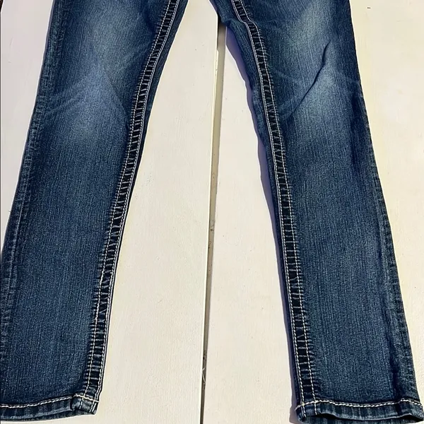 Miss Me Blue Skinny Jeans with Distressed Detailing thick stitch 28 - Image 2