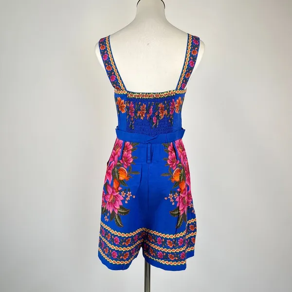 NWOT Farm Rio Linen Blend Floral Print Romper Size S - Image 7