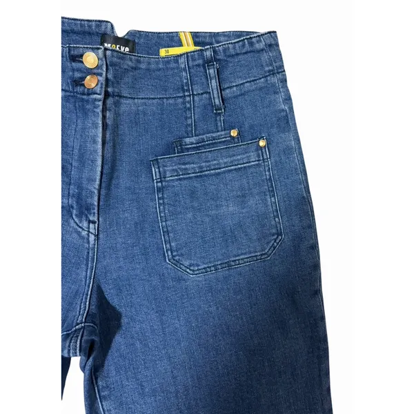 Maeve Anthropologie Junie Wide Leg High Rise Sailor Utility Trouser Jean Size 30 - Image 11
