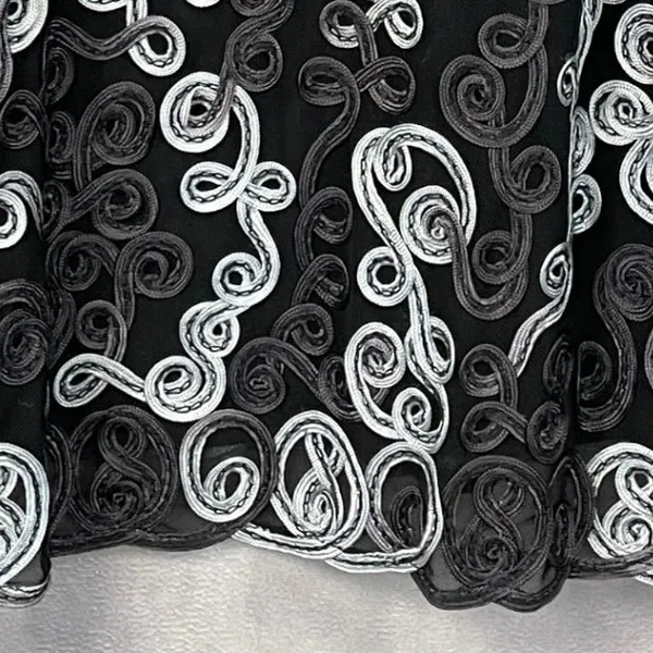 Jaguar Soutache Mesh Top‎ Women Large Swirl Sheer Statement Goth Eclectic Edgy - Image 6