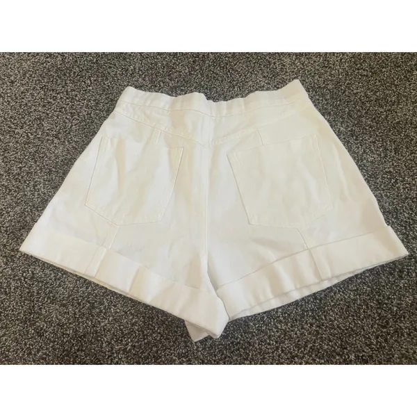 Zara white high-waisted clean girl summer aesthetic cuffed shorts M - Image 9