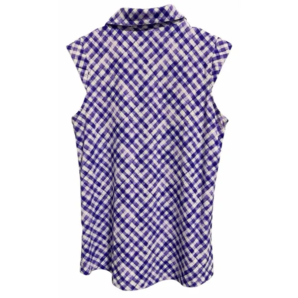 Ibkul Gingham Sleeveless Polo Lavender/White Golf Tennis Women'S‎ Size Small - Image 2