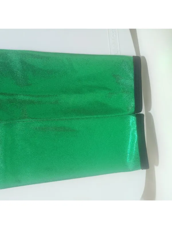 Designs for Dance Green Costume Set Cropped Tank Sequin Arm Covers Size Medium - Image 3