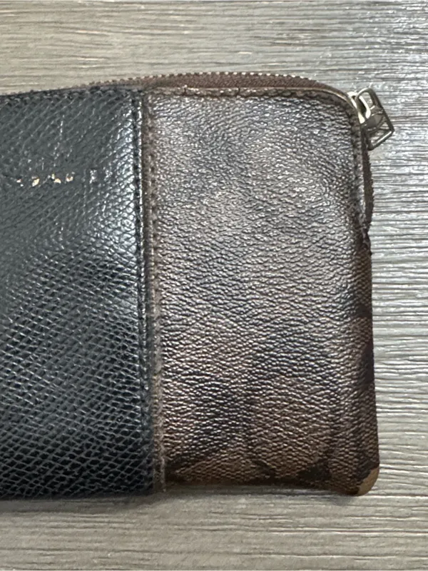 Coach Brown Signature Zip Pouch with Black Center Stripe - Image 4
