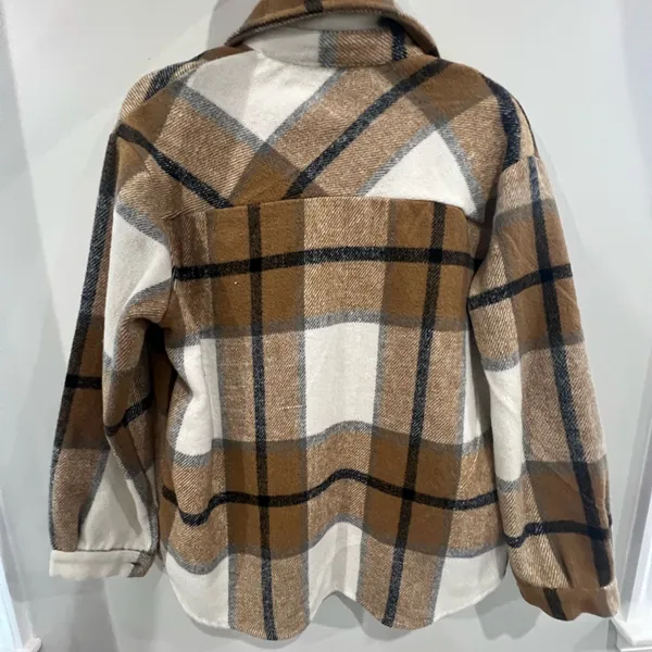 Amazon Women's Plaid Button Down Shirt - Tan and Black - Image 3