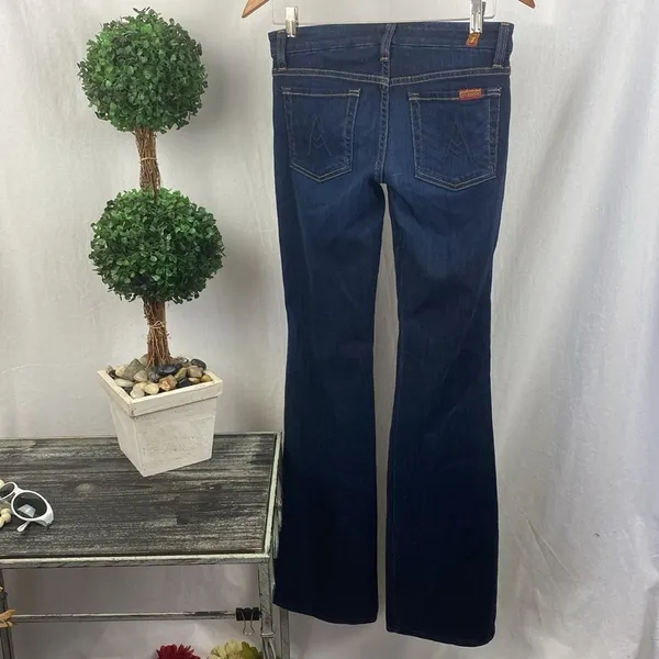 7 For All Mankind Blue Denim A Pocket Flair Leg Jeans 28 - Image 3