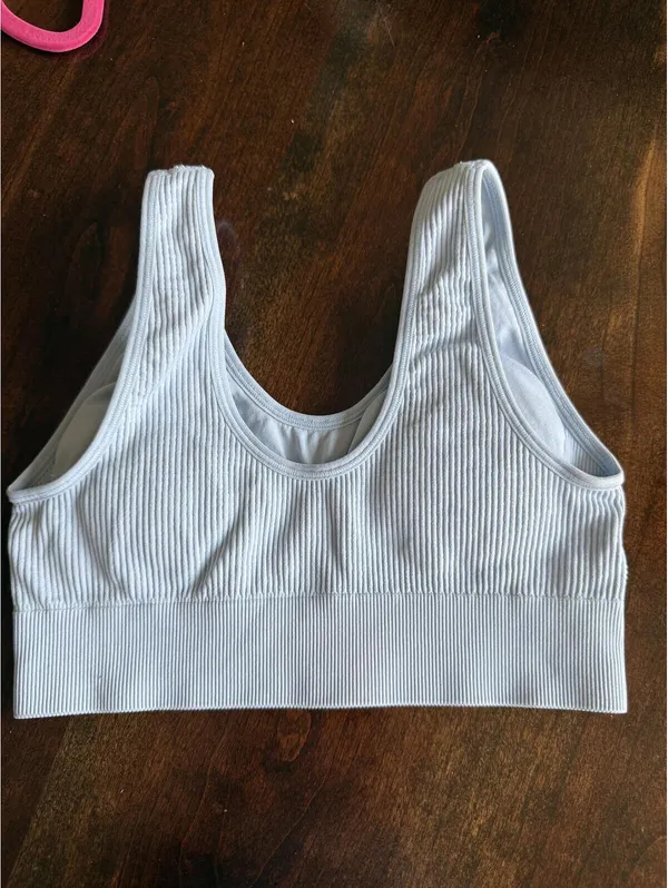 Aerie Ribbed Seamless Bralette Sports Bra Light Blue Gray Soft Stretch - Image 5