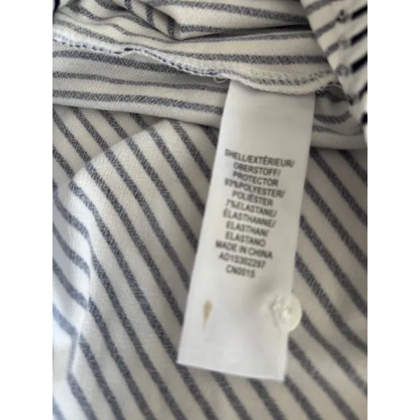 Adrianna‎ Papell Womens Large Navy White Striped Button Down Blouse Long Sleeve - Image 4