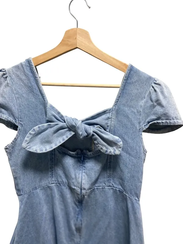 Molly Bracken Puff Sleeve Denim Dress Blue Size S Coquette Fairy Coastal Boho - Image 11