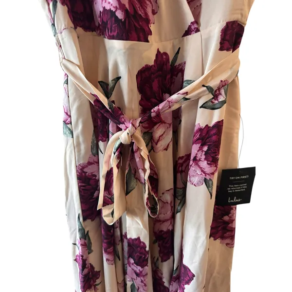 Lulus Pink Purple Floral High-Low Wrap Maxi Dress Women Sz M - Image 11