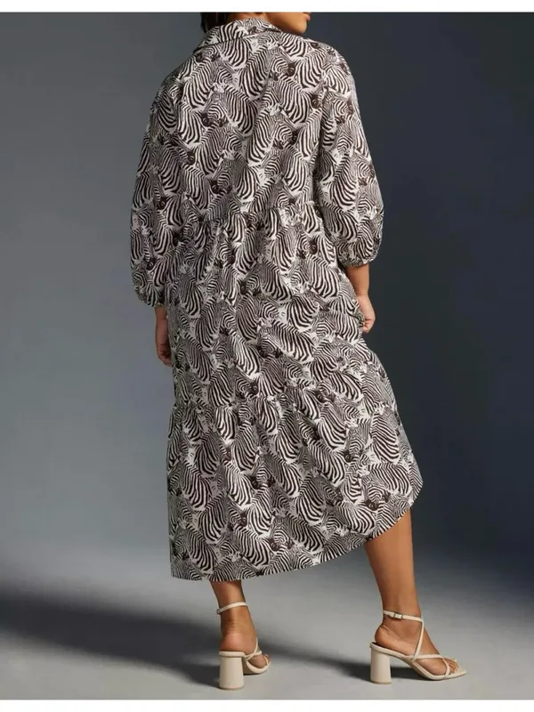 Maeve by Anthropologie | Bettina Tiered Shirt Dress in zebra graphic print - Image 13