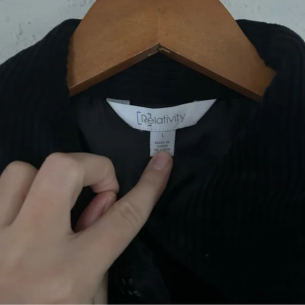 Relativity Black Corduroy Button Down Jacket Cardigan Sweater Fall Large - Image 2