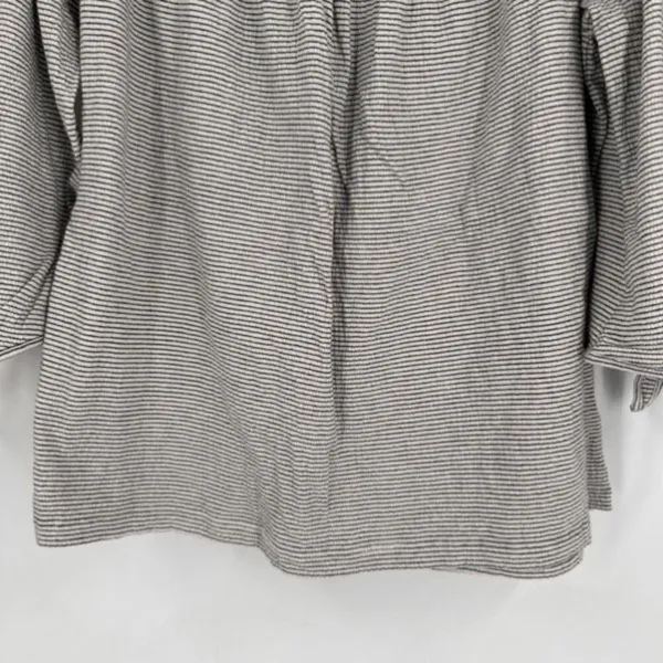 Lucky Brand Women’s Off Shoulder Striped Gauzy Peasant‎ Top Medium Black White - Image 5