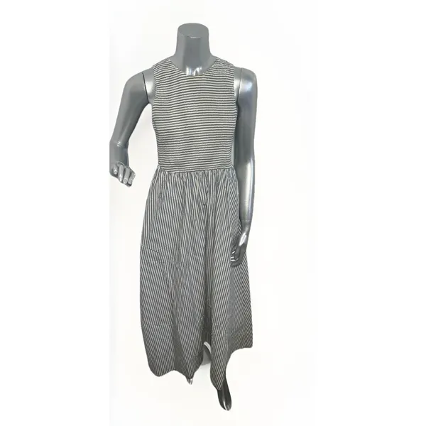 Marine Layer Darcy Smocked Poplin Dress M Pima Cotton NWT Navy Stripe - Image 6